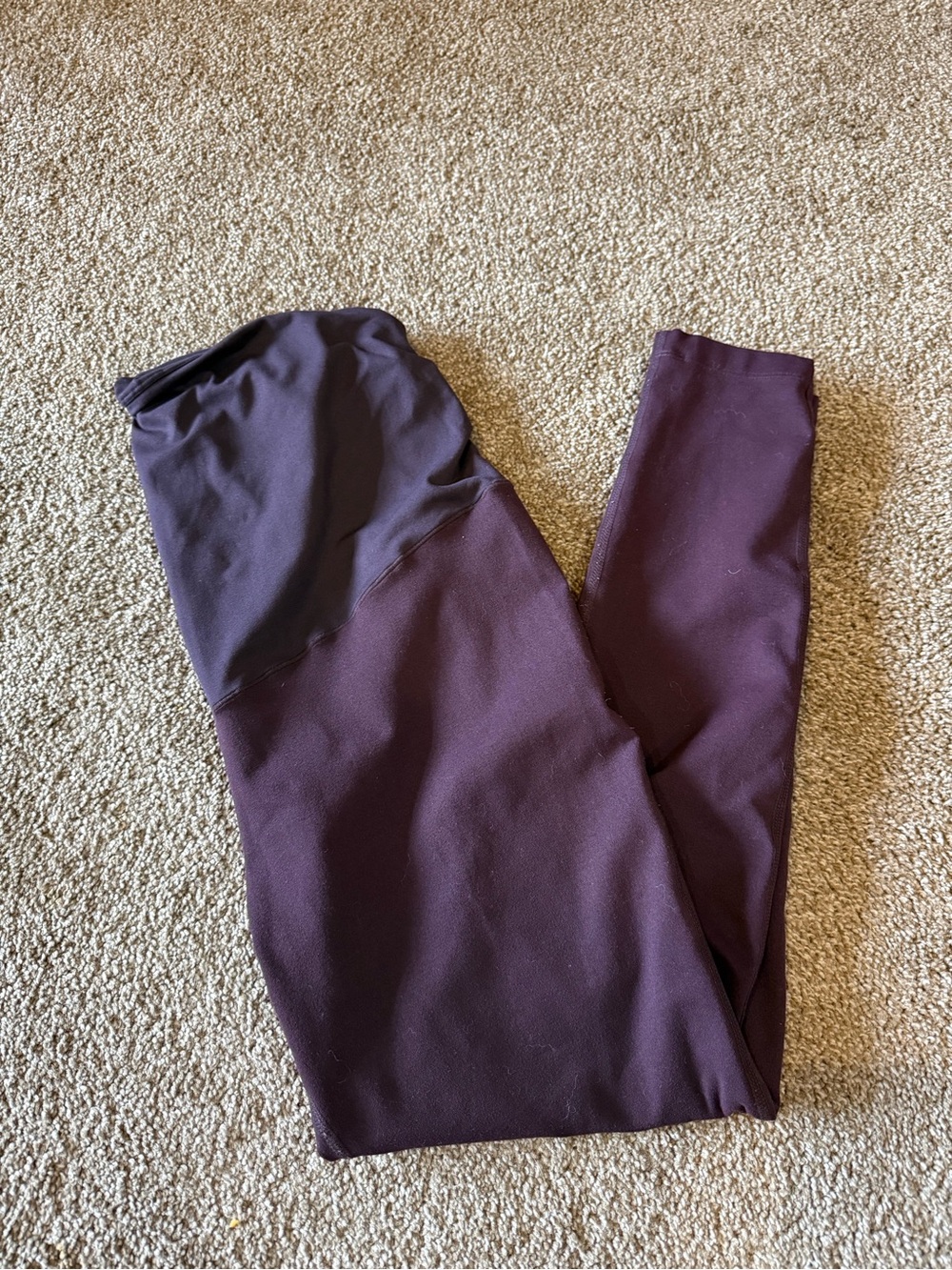 Zella maternity Purple Plum Leggings with Dark Waist Panel